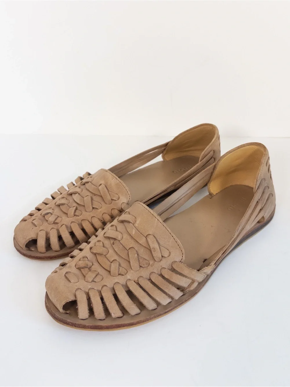 Nisolo Huarache Tan Woven Leather Leather Flats